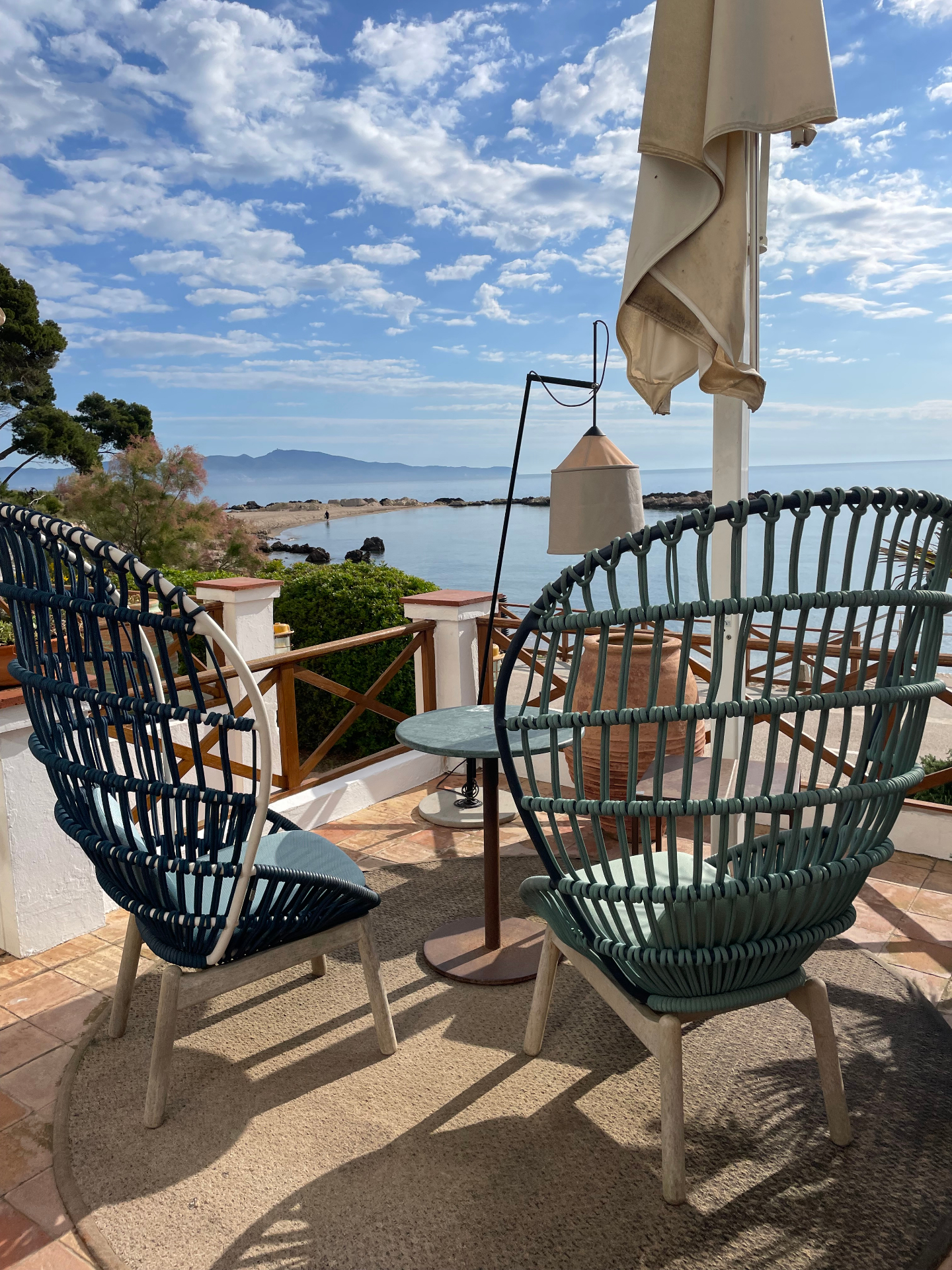 Terrace at the coastal venue overlooking the sea